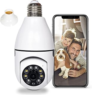 KOLLELL Wireless 2.4G WiFi Light Bulb Camera, 360 Degree E27 Bulb Security Camera Outdoor, 1080P Home Surveillance Cameras System with Human Motion Detection and Alarm (1)