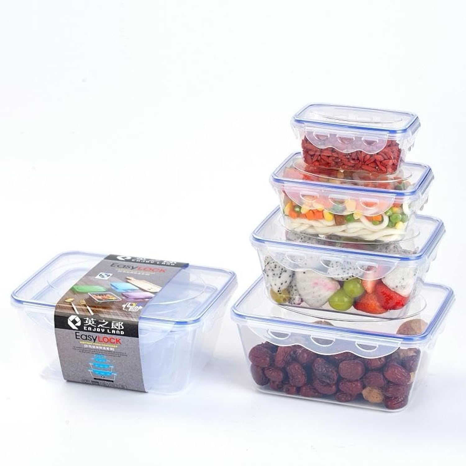 Lesole™ BPA-Free 4 Pcs Set Airtight Food Storage Box Vacuum Insulated Meal Prep Plastic Food Storage Containers Ideal for Dry Goods, Leftovers Transparent Home Storage Kitchen Organizer