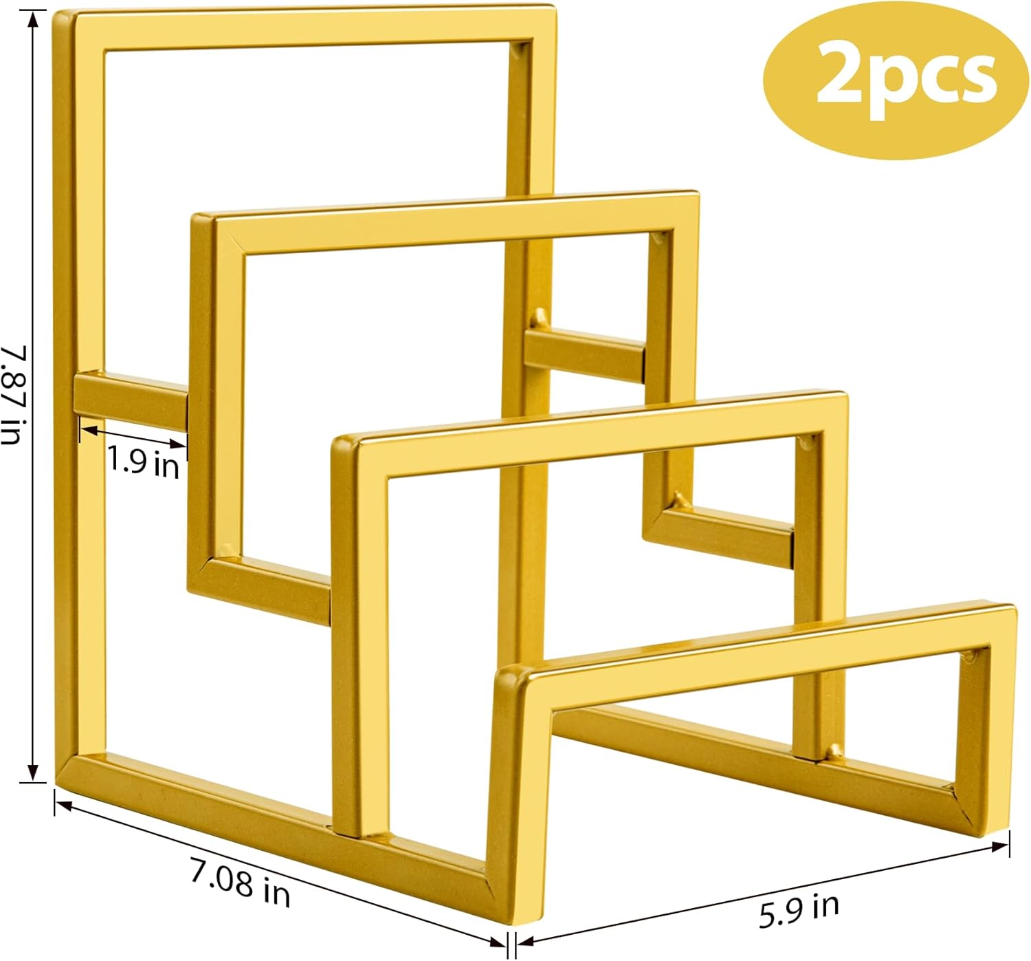 GRETJOB 2 Pack Wallet Display Stand, 3 Layer Metal Gold Purse Display Stand, Wallet & Purse Display Rack, Purse Organizer for Closet Handbag Purse Home Retail Store Boutique Supplies (Gold, 2 Pack)