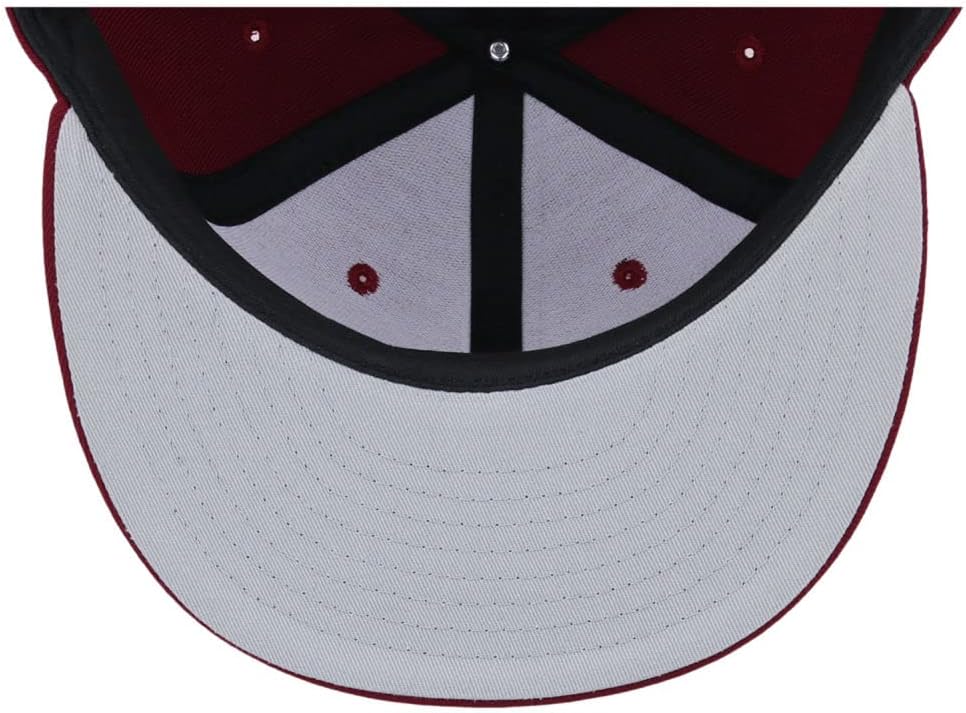 Lids Blank Full Court w/Colored Under Visor Fitted Cap Maroon/Grey - Image 5