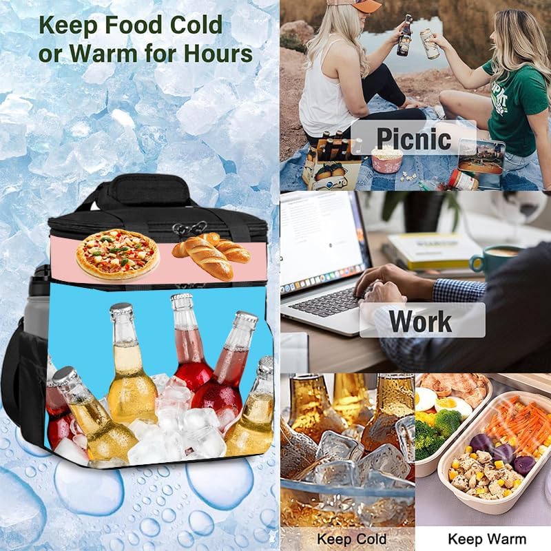 Expandable Insulated Lunch Box for Men & Women - Tactical Cooler Lunch Bag, Keeps Food Hot or Cold 8 Hours, Large Capacity with Water Bottle Holder & Shoulder Strap (Black) image 4