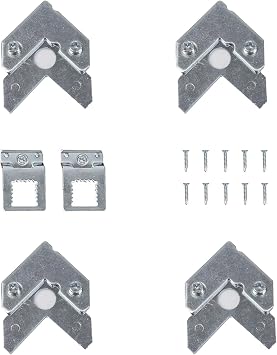 Installation Accessory Kit with Cornor Screws Hangers for Metal Canvas Floating Frame, L Type Flat Corner Brace Heavy Duty Stainless Steel Joint Angle Bracket with Screws