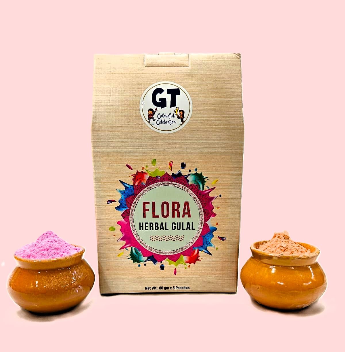 Niku Holi Colour - Flora Herbal Organic Holi Gulal | 5 Vibrant Colours | Non Toxic, Easy to Remove, Soft Skin Friendly | Pack of 5-80gm *5 | Holi Gift Pack for Family, Party - Image 5 thumbnail