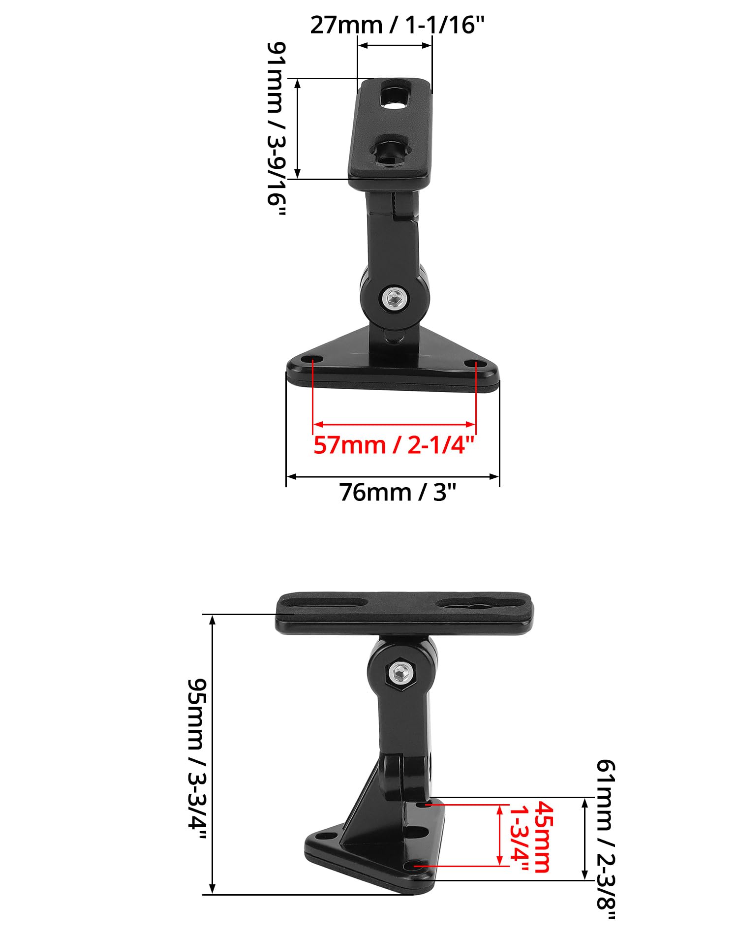 QWORK® 2er-Set Universal Lutsprecher Wandhalterungen Boxen Wandhalterung, 180º Neigung/Drehung, Halten bis zu 13,6kg