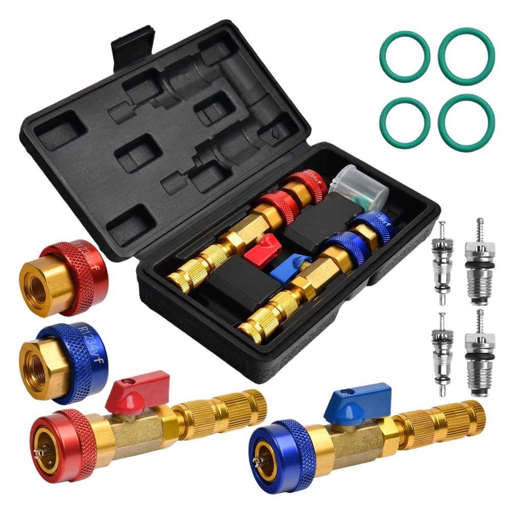 R134A R1234YF Valve Core Tool, AC Valve Core Removal Tool, R134a R1234yf R22 Installation Tool Kit for AC Systems