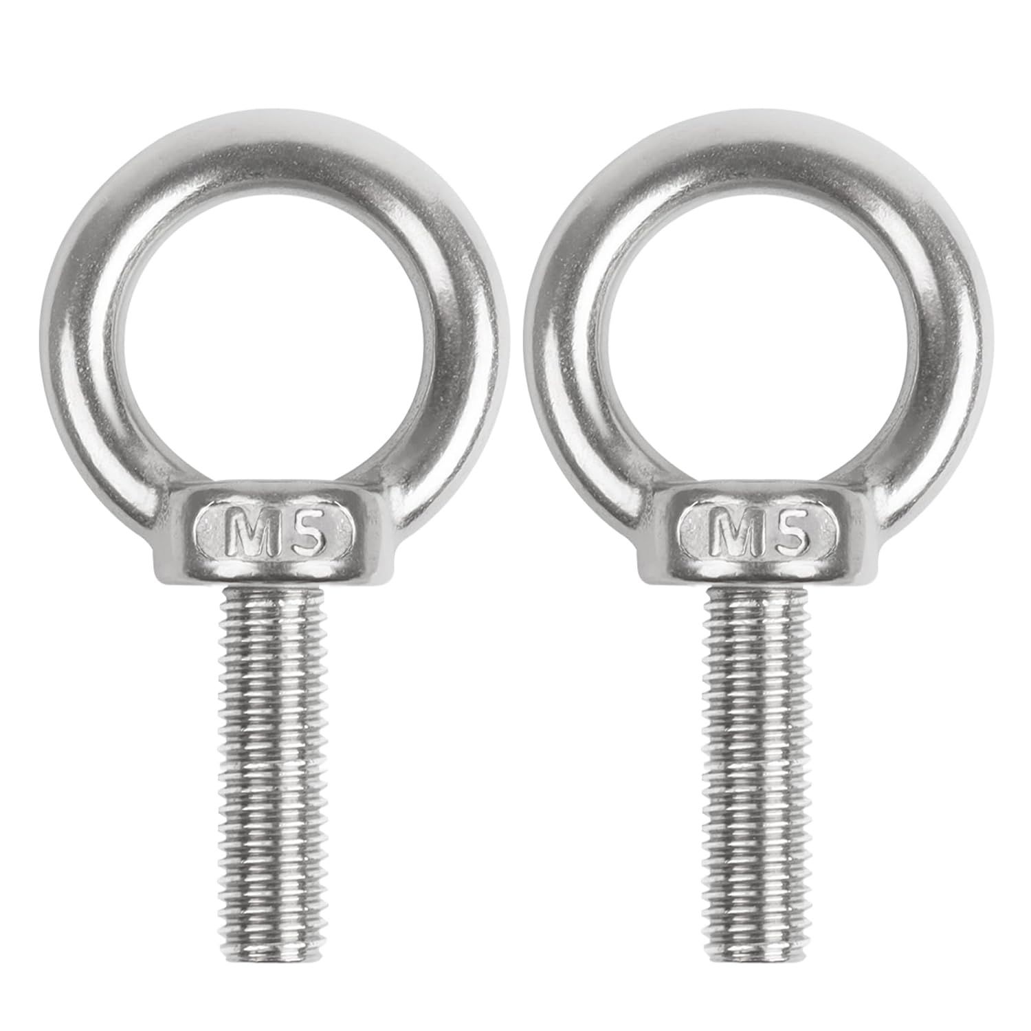 2PCS Juttzzei M5 Eye Bolt Heavy Duty, M5x25mm /0.98" Eye Bolts Male Screw with Thread, 304 Stainless Steel Lifting Ring Eye Bolts M5 for Living Lifting,Engineering Equipment