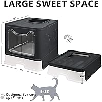 Vista 2 de Caja de arena plegable para gatos con tapa, orinal cerrado, inodoro grande de entrada superior antisalpicaduras, fácil de limpiar, incluye pala