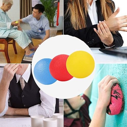 Miniatura 6 de FMELAH 3 pelotas de ejercicio de mano de terapia física, bolas de alivio de estrés para adultos, kits de bolas para apretar músculos de la mano,
