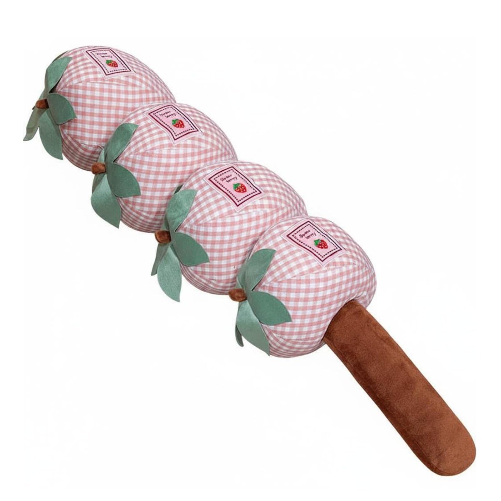 Soft and Comfortable Candied Fruit Skewer Pillow Multi-Functional Side Sleeper Leg Pillow Skin-Friendly Textile Apple Skewer Plushie Fully Filled for Women, Lounging, Sofa, Reading, Pink, 100C-image-39