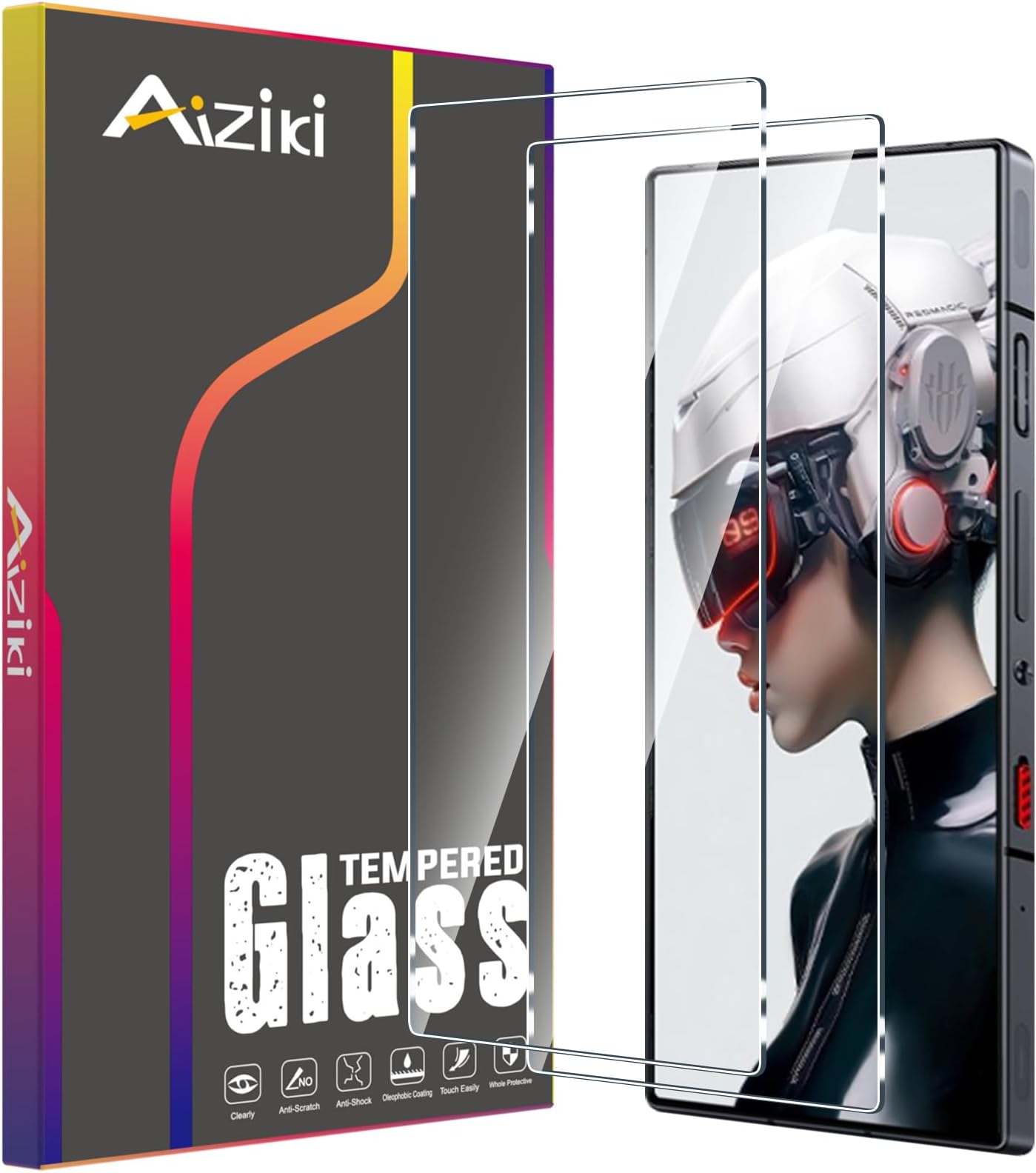 [2 Pieces Tempered Glass for Red Magic 9 Pro, HD Clear, Anti Scratch, Anti-Fingerprint, 9H Hardness Full Coverage Screen Protector with Red Magic 9 Pro