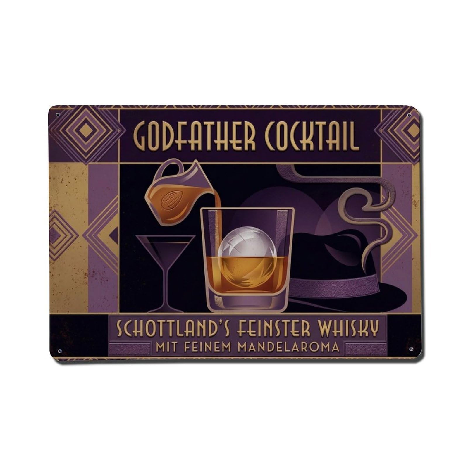 Whiskey Cocktail Craft Mixology Beverage Vintage Bar Metal Tin Sign Plaque Wall Decor for Cafe, Man Cave, Club Bar, Office, Home Garden Round Metal Poster 8x12Inch
