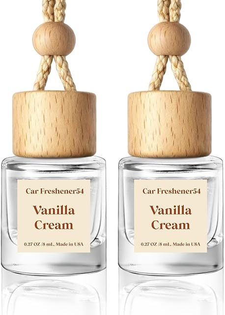 HoogaLife Car Air Fresheners Diffuser 2 Pack Hanging Air Fresheners Diffuser - Vanilla Cream Fragrance Oil Air Diffuser for Car, 45+ Days Long Lasting Fragrance Made in USA