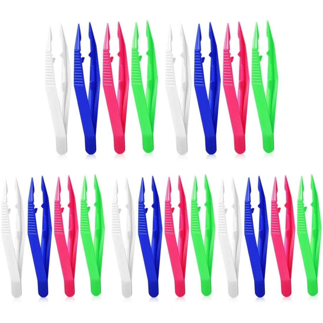 Set Di 20 Pinzette Di Plastica Per Perline E Craft - 4 Pollici, 5 Colori, Per Bambini E Fai Da Te