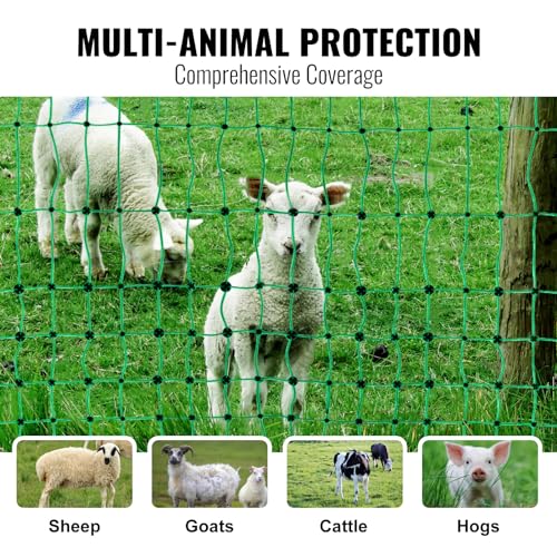 VEVOR Electric Fence Netting, 42"H x 164'L, PE Net Fencing with Posts and Double-Spiked Stakes, Utility Portable Mesh for Goats, Sheep, Lambs, Deer, Hogs, Dogs, for Farms, Backyards and Ranches by VEVOR - Image 4