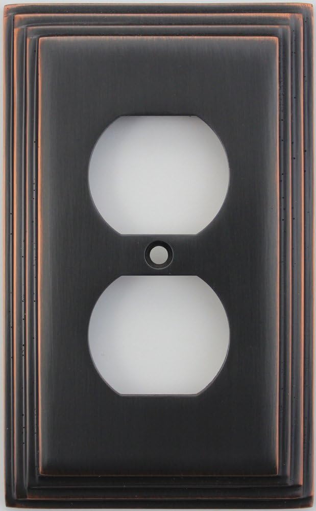 Deco Step Style Oil Rubbed Bronze 1 Gang Duplex Outlet Wall Plate