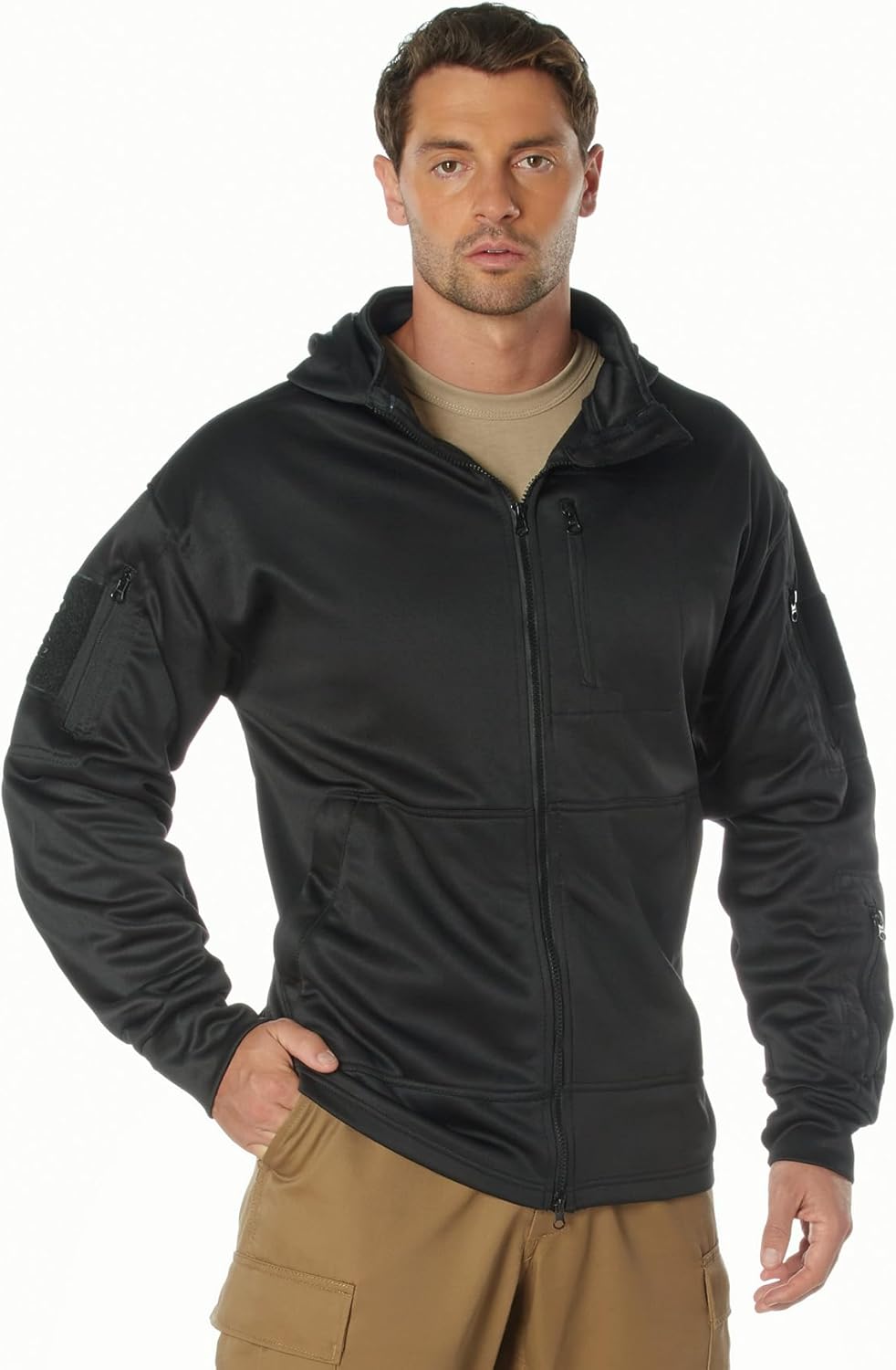 Rothco Tactical Zip Up Hoodie – Fleece Lined Full Zipper Hooded Sweatshirt with Pockets for Men