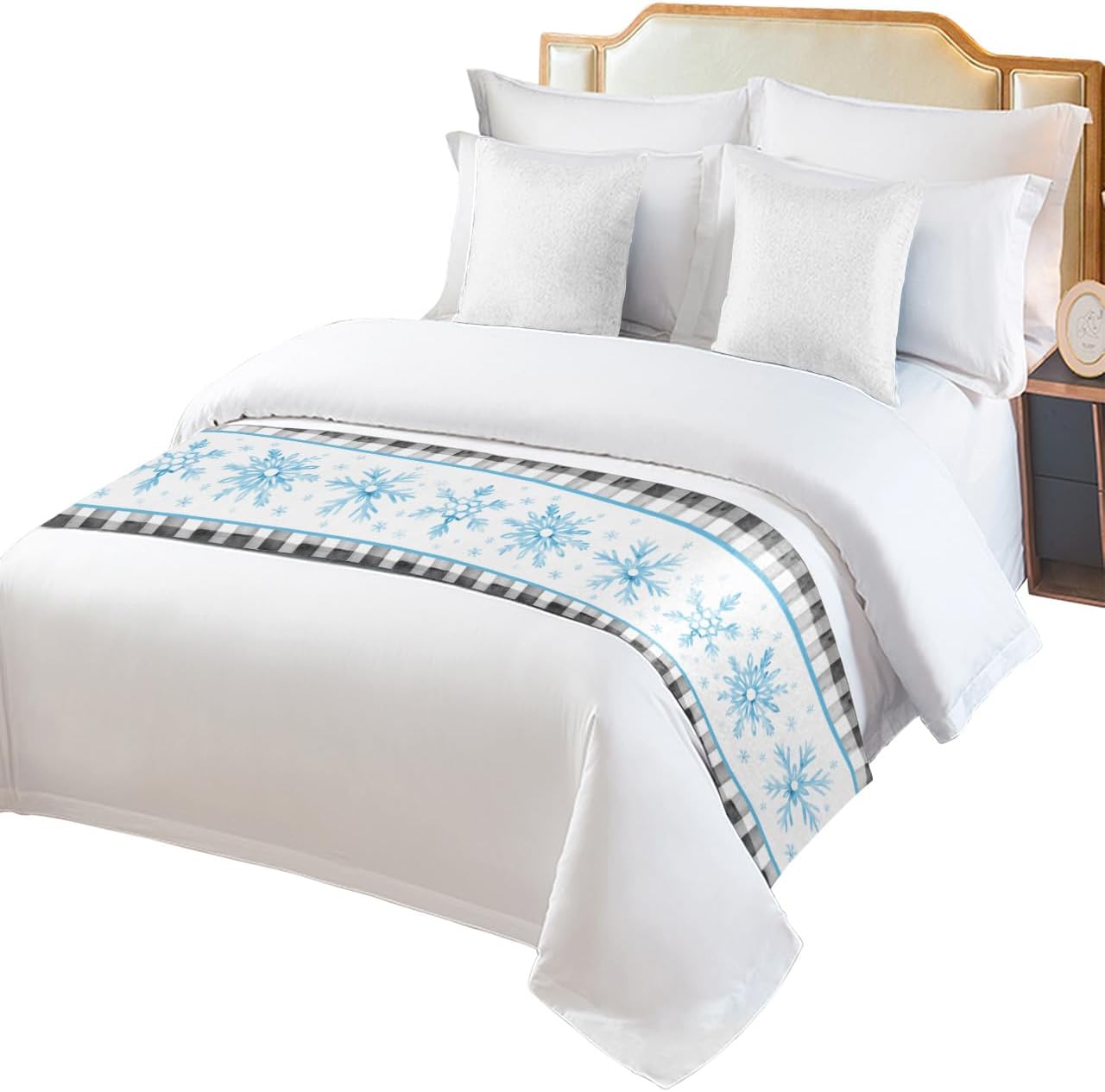Teamery Bed Runners & Scarves, Christmas Bed Runner, Bed Scarf Protector Decorative Accent Bedding Scarf for Hotels Homes and Guestrooms, 83 x 20 inches