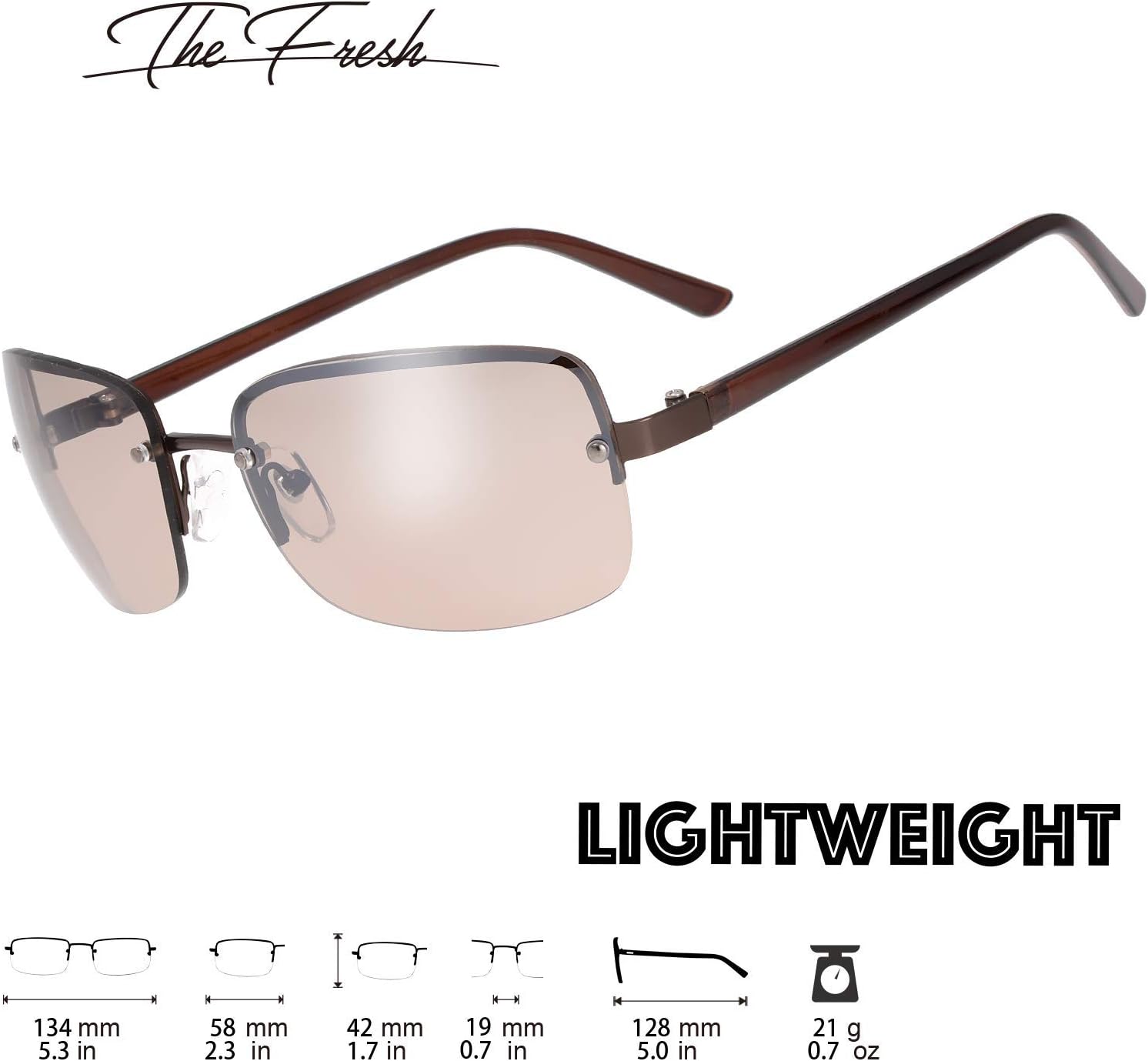 Minimalist Semi-rimless Rectangular Sunglasses for Men Women - Exquisite Packaging - Image 2