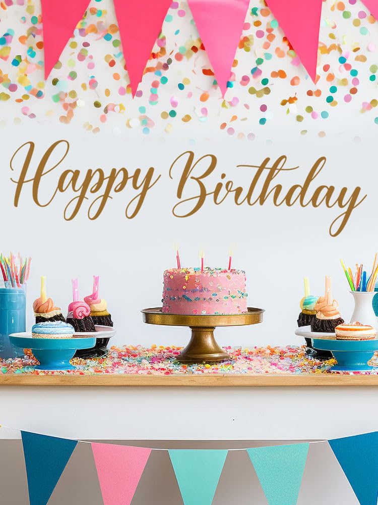Letrero de feliz cumpleaños para telón de fondo, calcomanías doradas de feliz cumpleaños para arco de globos, decoraciones de fiesta de feliz cumpleaños, decoración de letrero de feliz cumpleaños para