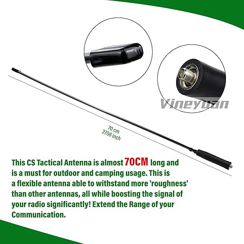 Miniatura 2 de Antena táctica CS plegable 27.6 in/27.56 pulgadas SMA-hembra doble banda VHF UHF 136/520Mhz para Kenwood BaoFeng UV-5R UV-82 BF-888S Retevis H777
