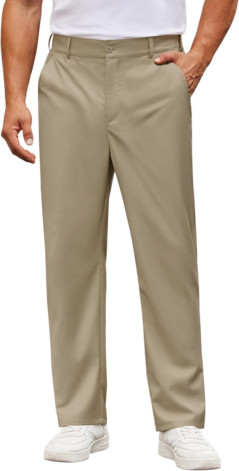 COOFANDY Mens Casual Chino Pants Classic Fit Stretch Wasit Khaki Trousers Business Casual Dress Pants