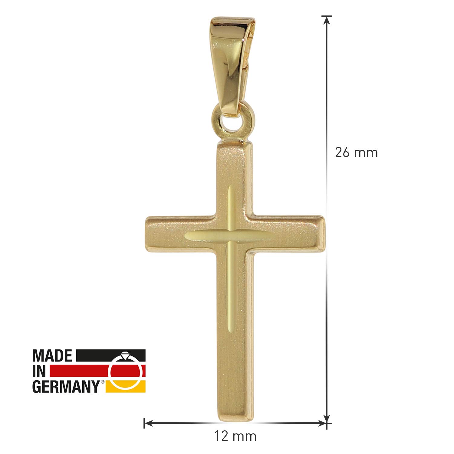trendor Kreuz-Anhänger Gold 333 8 Kt. + Goldplattierte Silber-Halskette