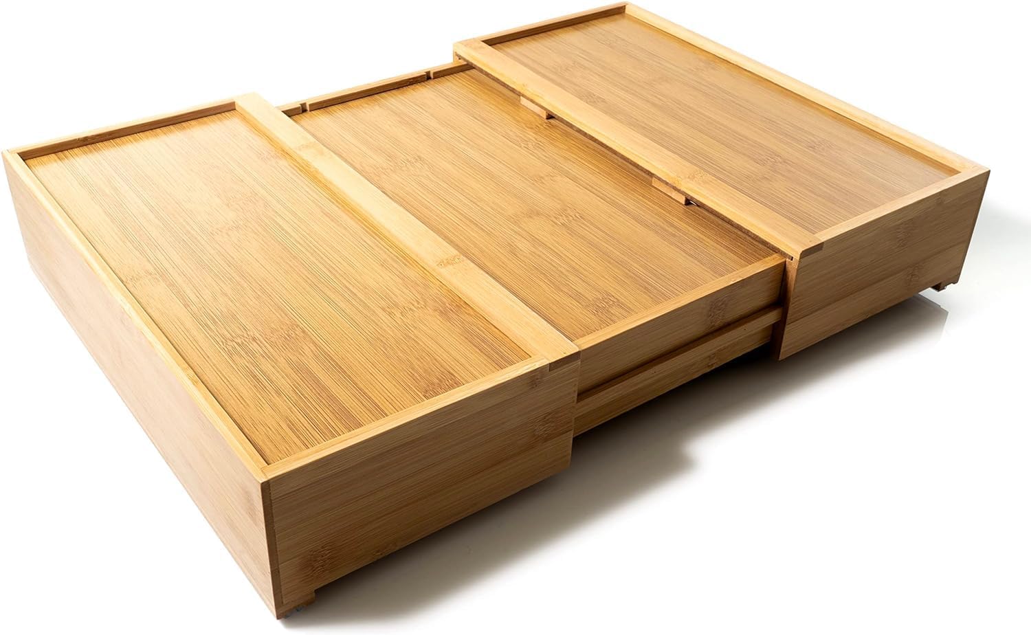 Forest & Twelfth Expandable Bamboo Kitchen Drawer Organizer for Storage Bags, Gallon, Quart, Snack, Sandwich Size, Plastic Wrap Foil Dispenser with Prep Bag Holder, Eco-Friendly Kitchen Organization