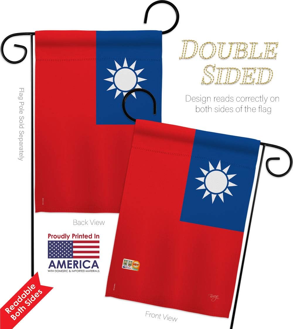 Taiwan Garden Flags Pack Regional Nationality Nation International World Country Particular Area USA Vintage Applique Small Decorative Gift Yard House Banner Double-Sided Made In 13 X 18.5