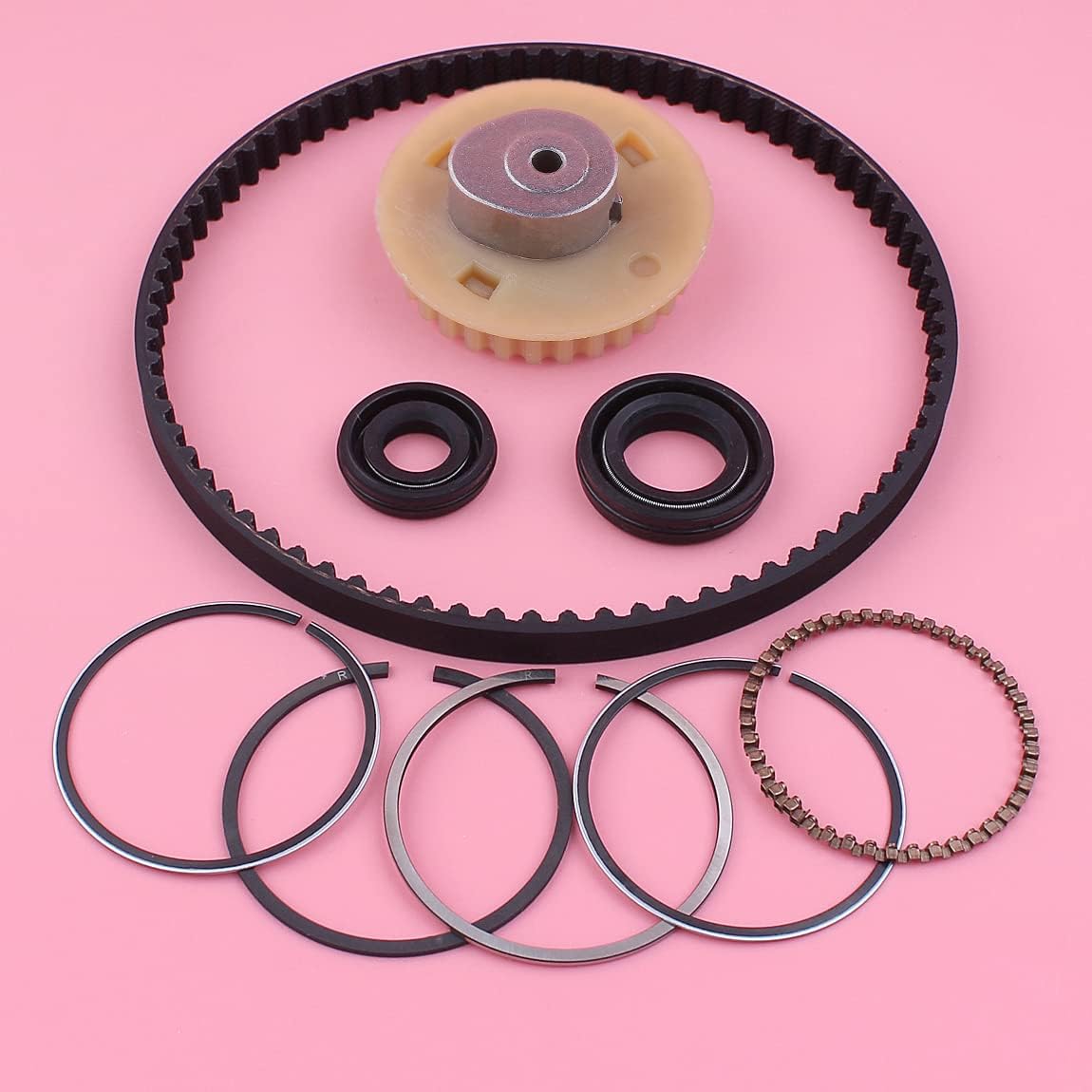 Camshaft Pulley Gear Timing Belt 39mm Piston Rings Oil Seal Set Compatible with GX35 Small Engine Mower Part
