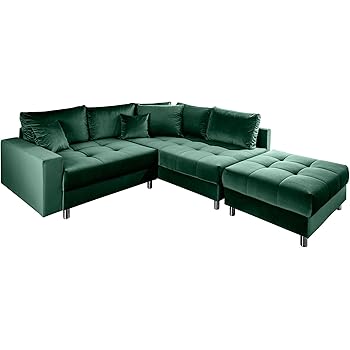 Amaris Elements Newman Ecksofa Samt Inkl 6 Kissen Lange 3m Stoff Bezug Blau Grau Wohnlandschaft Sitzgarnitur In L Form Amazon De Kuche Haushalt