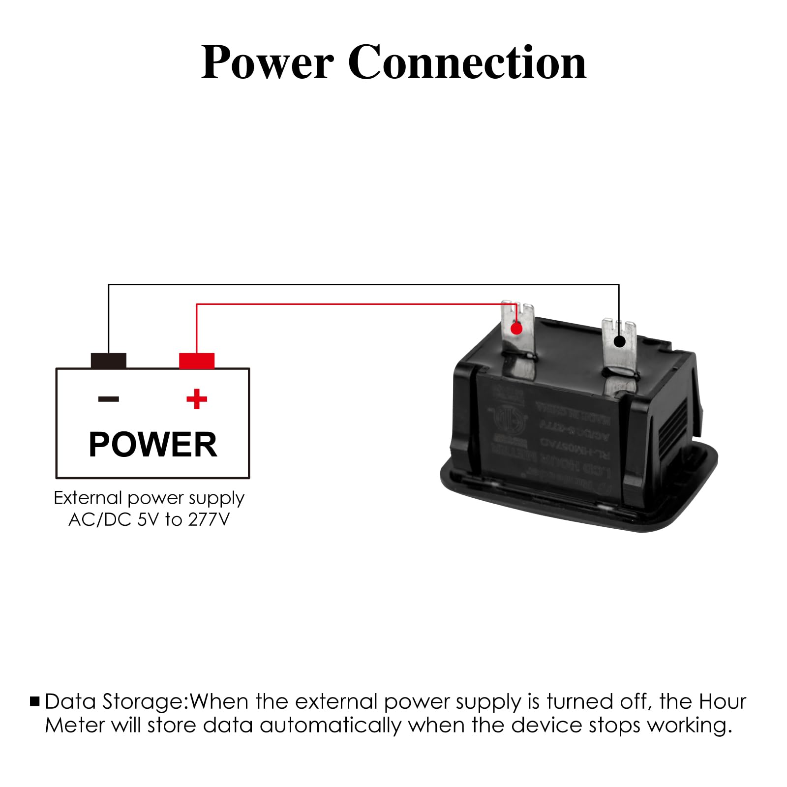 Contatore digitale LCD per ore di funzionamento AC/DC 5 V fino a 277 V, timer per conto alla rovescia, memorizzazione dati per tosaerba ZTR, trattore, generatore, club, auto, lavatrice