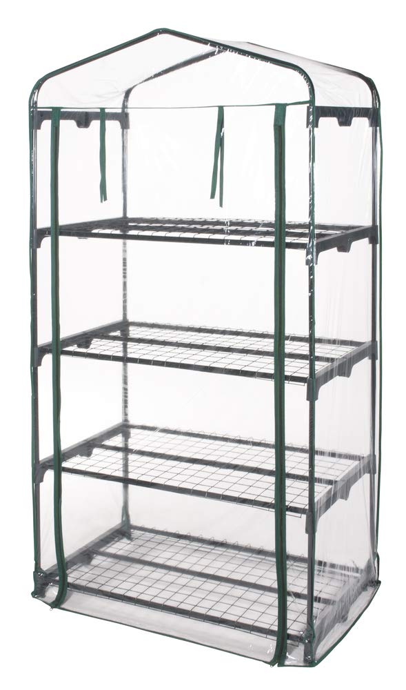 VERDELOOK Serra a 4 Ripiani in Acciaio Verniciato con Telo in PVC, 91x49x162 cm