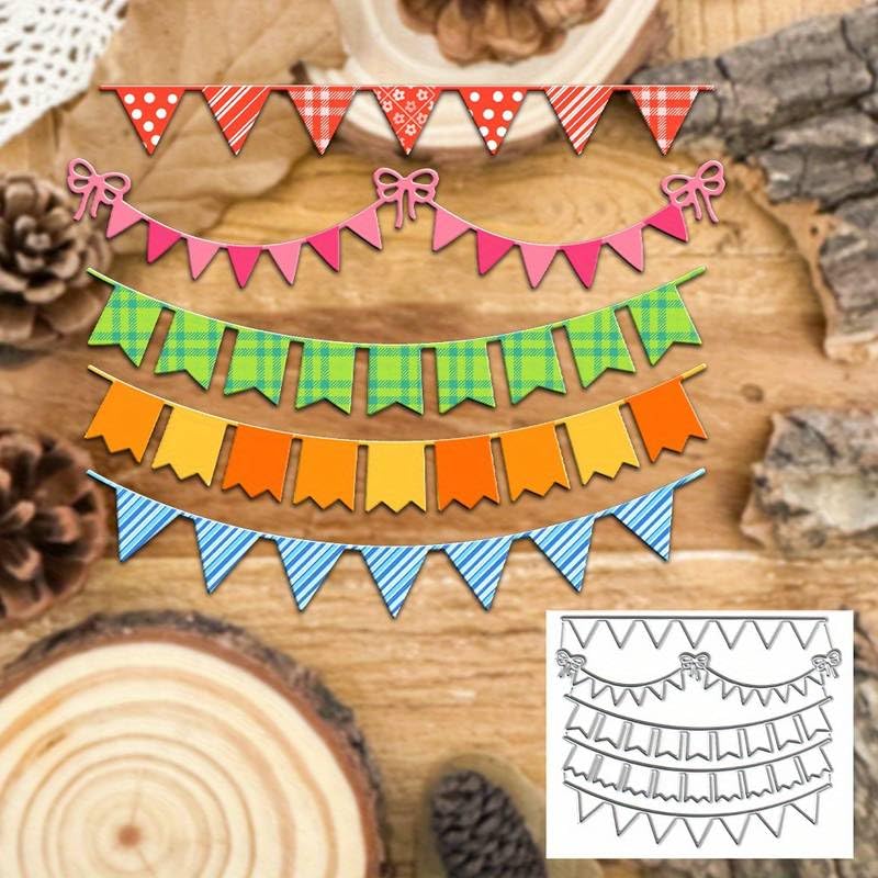 DDeehs Charming Birthday Metal Die Cuts,Wedding Party Banner Bow Flag Cutting Dies Cut Stencils DIY Scrapbooking Decorative Embossing Paper Scrapbooking Card Making