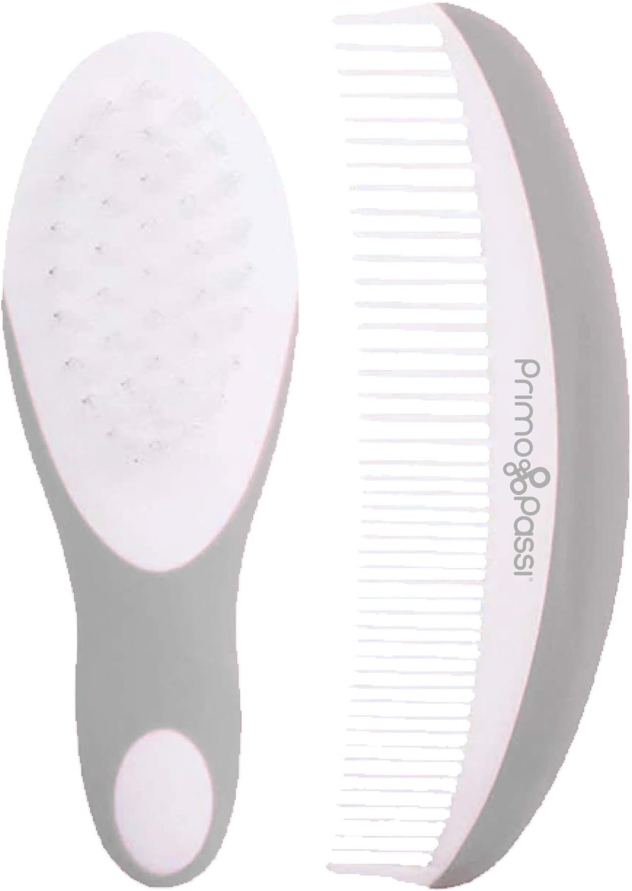 Primo Passi - Comb and Brush Set | Baby Hair Brush and Comb Set for Newborns and Toddlers, Baby Girl and Baby Boy (Gray)