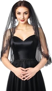 Bridal Veil Lace Edge 1 Tier Fingertip Length Wedding Veil with Comb for Brides