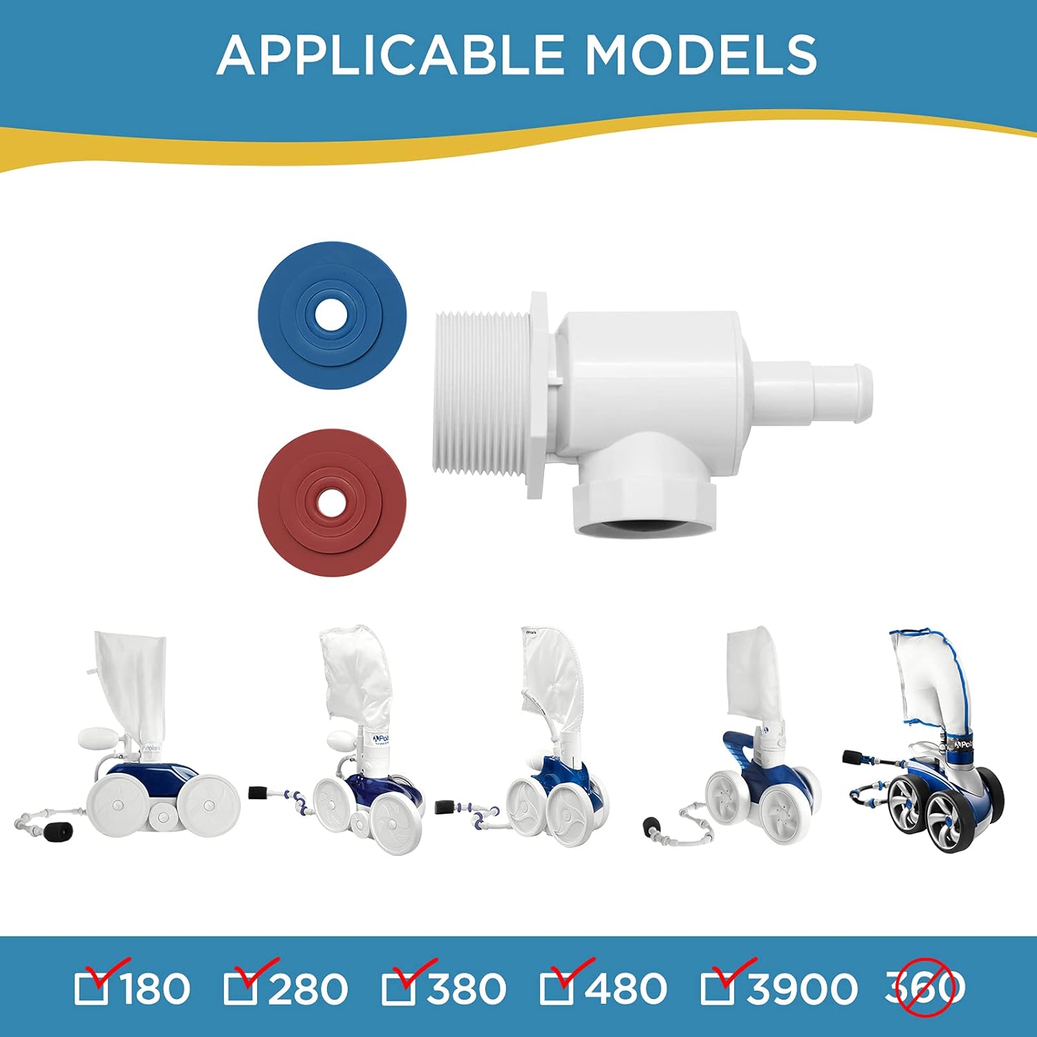 Makhoon 9-100-9001 UWF Connector Assembly Compatible with Polaris Zodiac 380, 280, 180 Pool Cleaner Replacement Universal Wall Fitting Connector Assembly Part (1) : Patio, Lawn & Garden