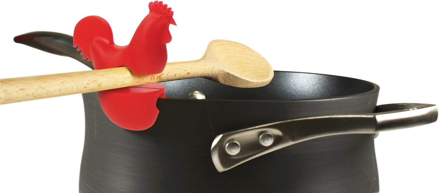 Hоlіdау Dеаlѕ 🛒 Fox Run 6283 Rooster Pot Clip/Spoon Holder, 1 x 2.75 x 2.75 inches, Red