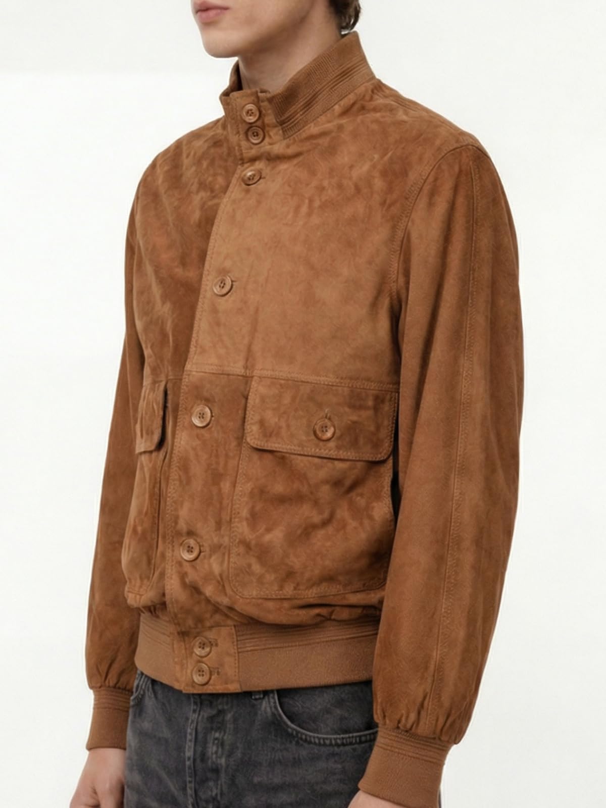 BARONE giacca pelle uomo camoscio - giubbotto in camoscio uomo Made in Italy ALDOS