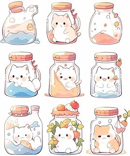 ملصق ستيكر بتصميم انيمي عشوائي - برطمان قطط 79