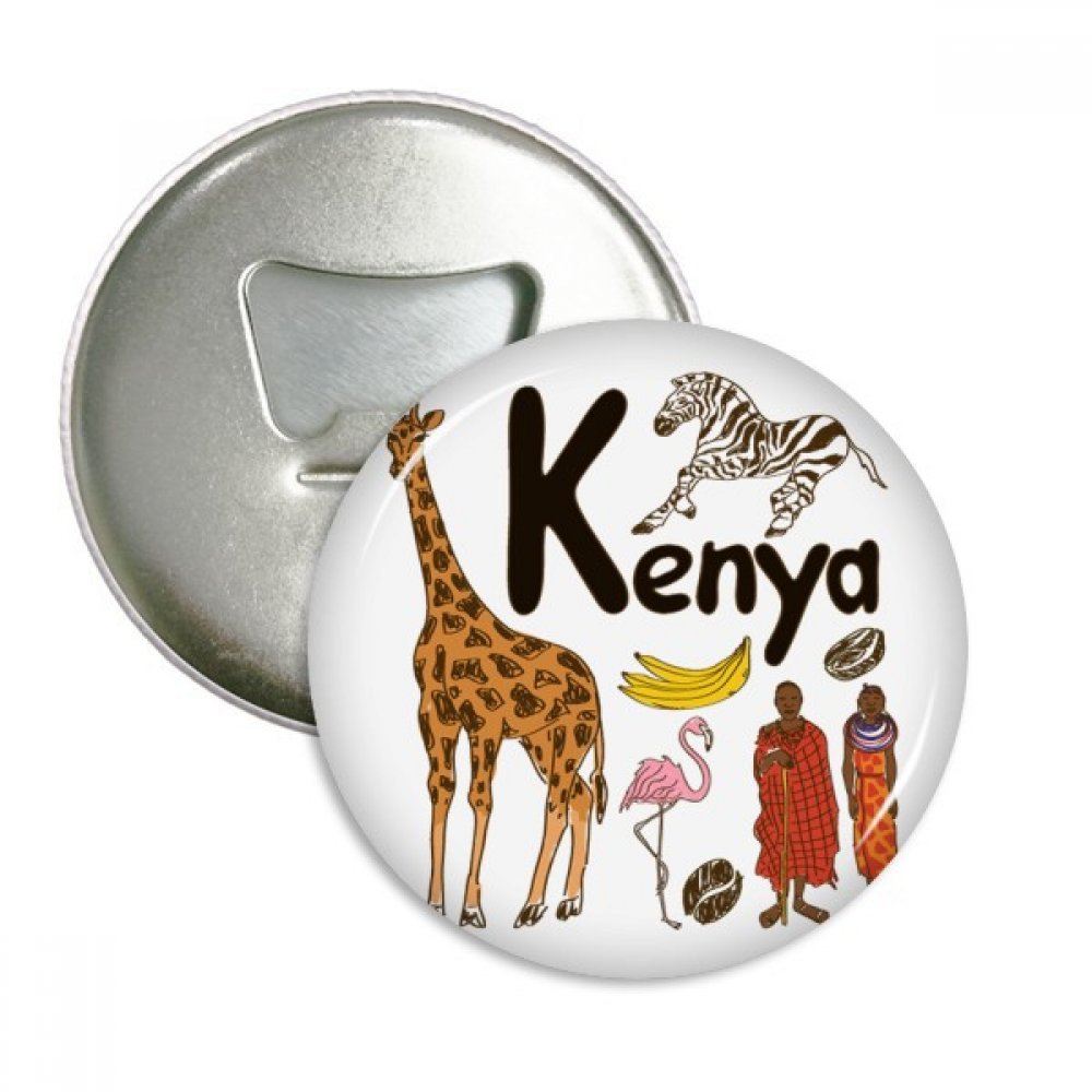 Ouvre-Bouteille Aimanté Kenya Badge Rond pour Apéritif et Cuisine