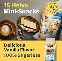 Vista 2 de Achva Kosher - Mini barras Halva sin azúcar, bolsa de aperitivos de 15 unidades cada barra 0.35 onzas de peso neto 5.3 onzas (paquete de 2)