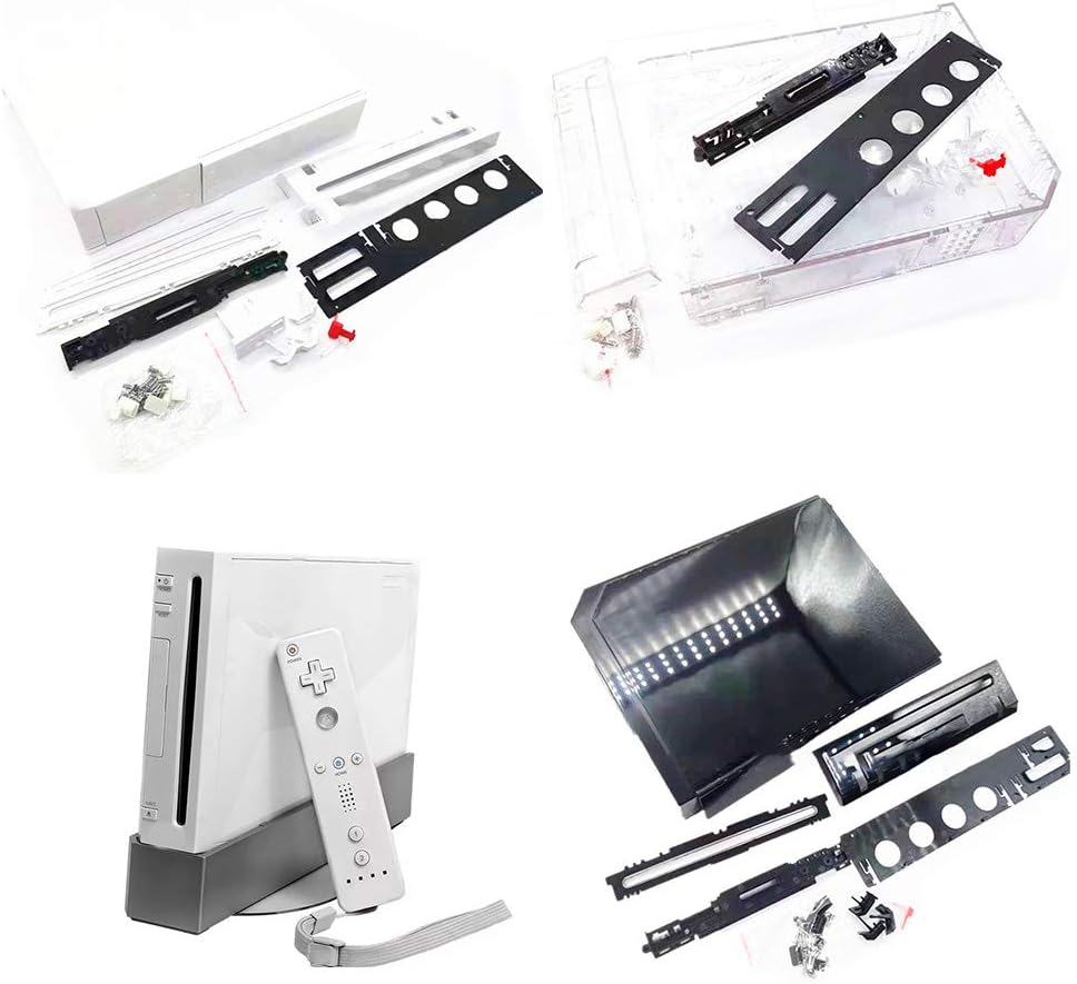 Transparent Host Shell Case Cover for Wii Game Console Replacement Case Cover, Black