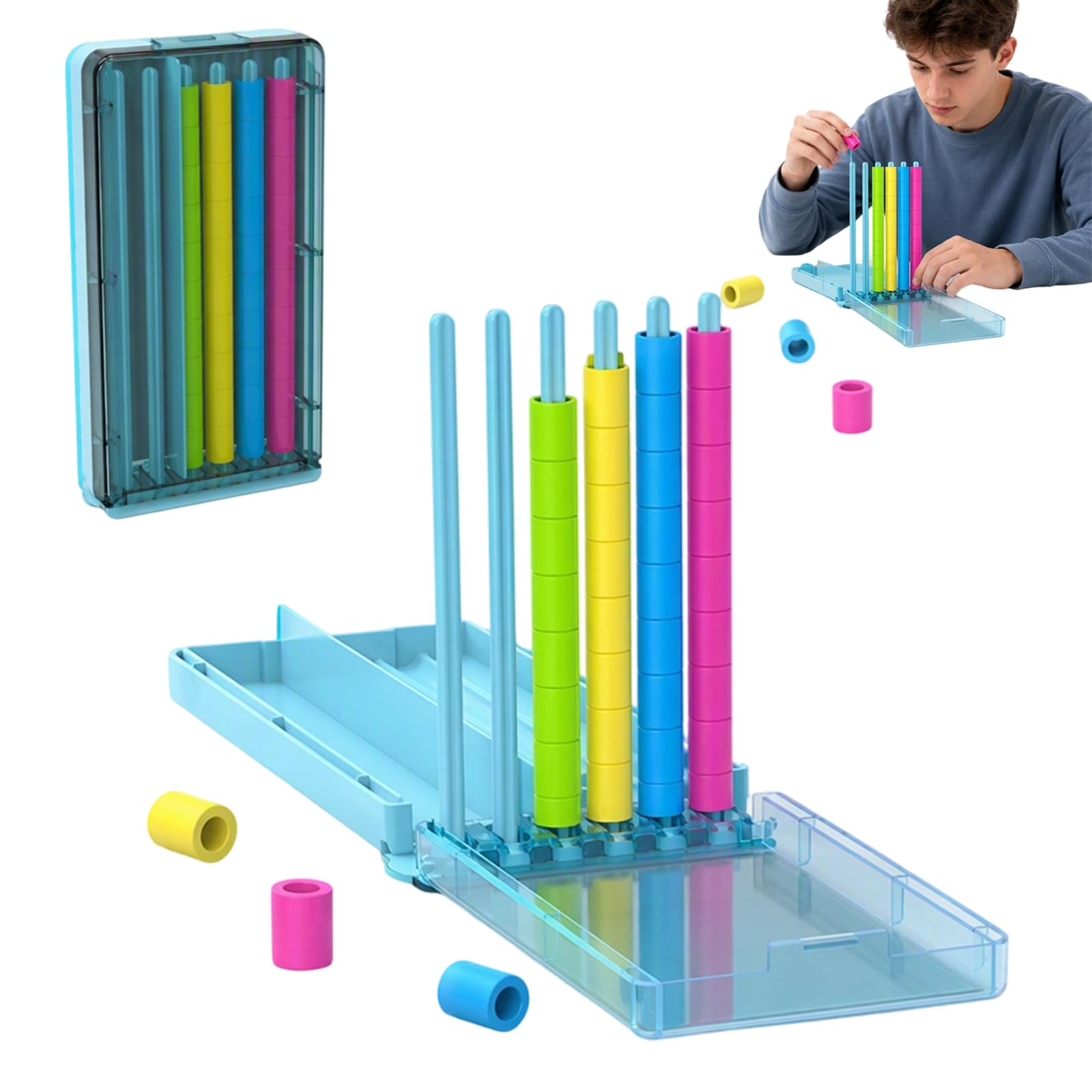 Eivxxky 1 PCS Colour Stack Challenge Game, Stacking Game with 40 Rings