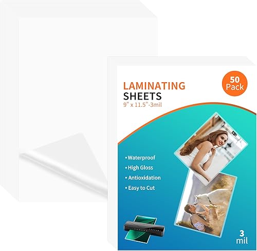 LabelMore Bolsas de laminación térmica de 3 mil de grosor, hojas de laminación transparentes para laminador, 9 x 11.5 pulgadas, tamaño carta, 50