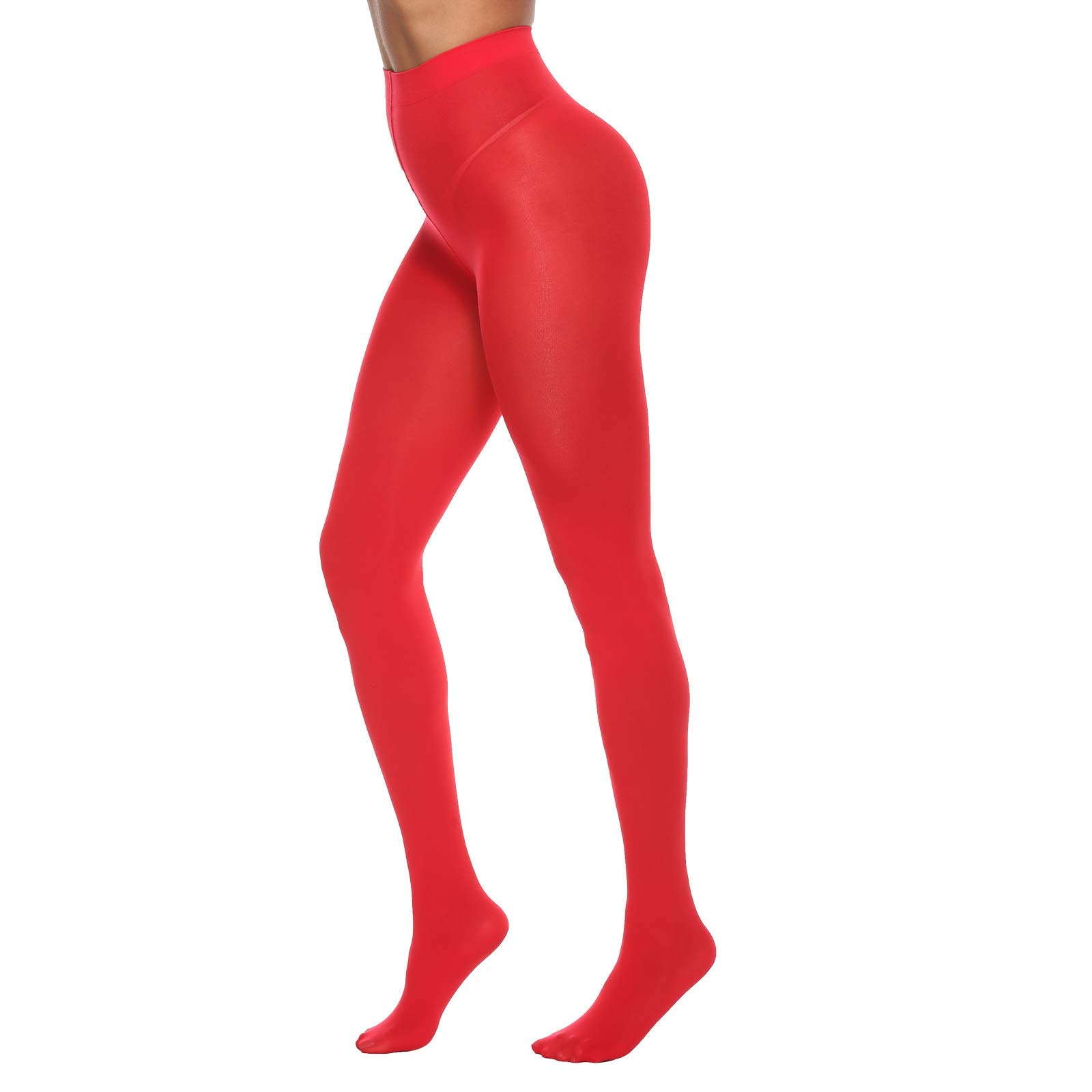 Manzi Women's Red 70D Colou Tights Microfibre Soft Fashion Opaque Tights(,Xl)
