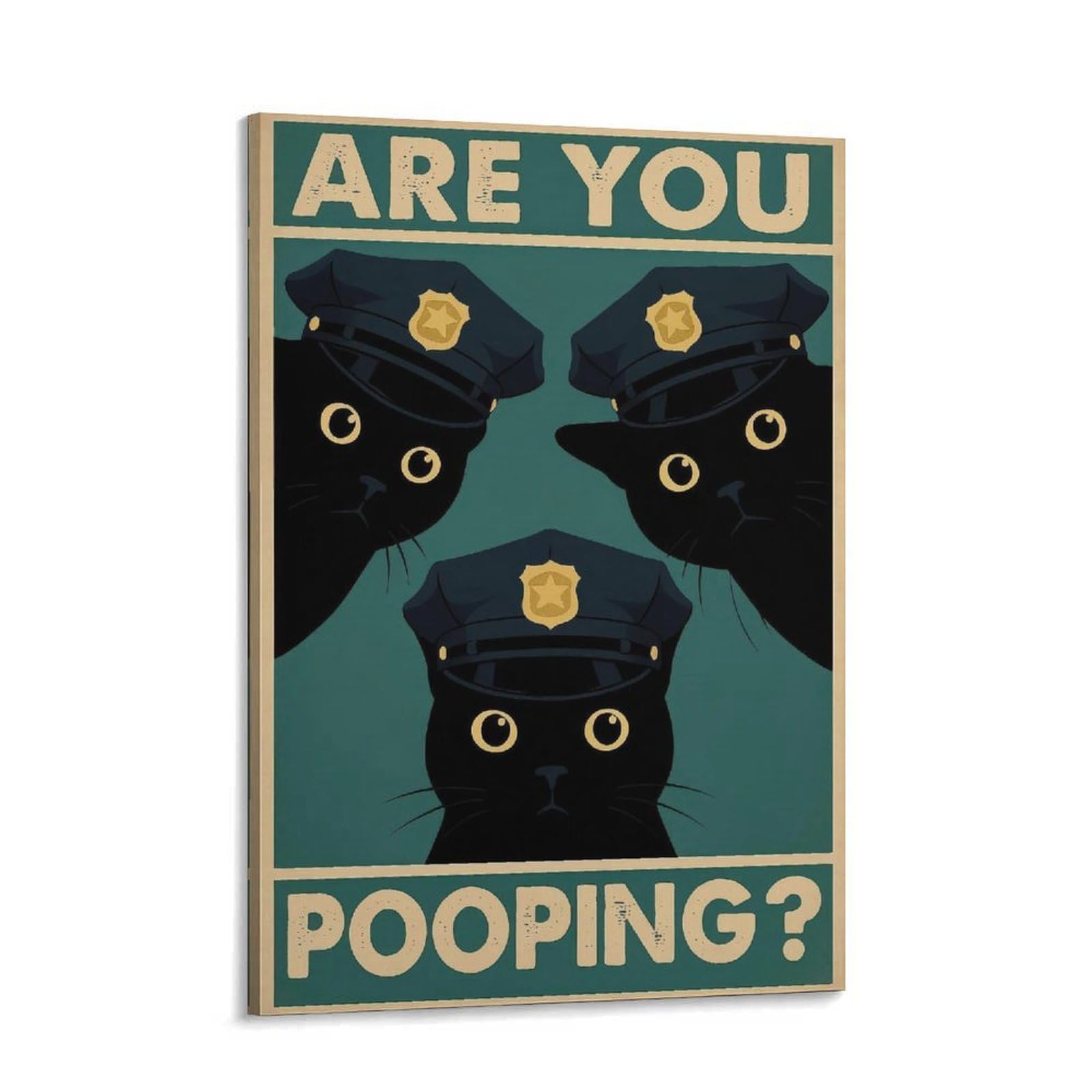 Funny Animal Bathroom Poster Art Print Are You Pooping Cute Black Cat Cops Vintage Country Humorous Bathroom Christmas Wall Art Decor For Toilet Bedroom Living Room Retro Animal Aesthetic Wall Decor