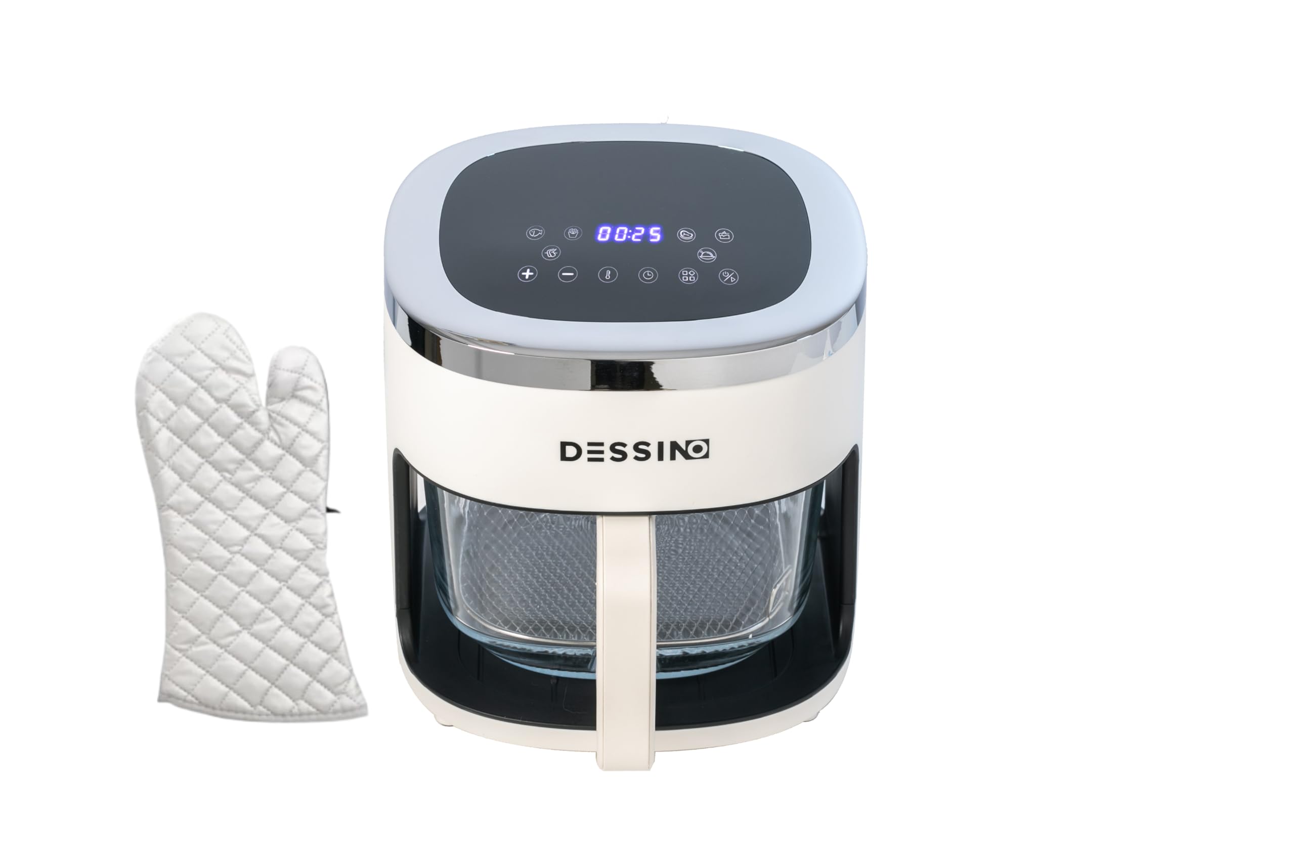 Freidora de Aire Digital Sin Aceite 4,2L,Sin Precalentamiento y Desconexión Automática,Cesta de Cristal con Visión 360°,Pantalla Táctil,Capacidad 5-6 Raciones,6 programas,Limpieza Fácil,1300W