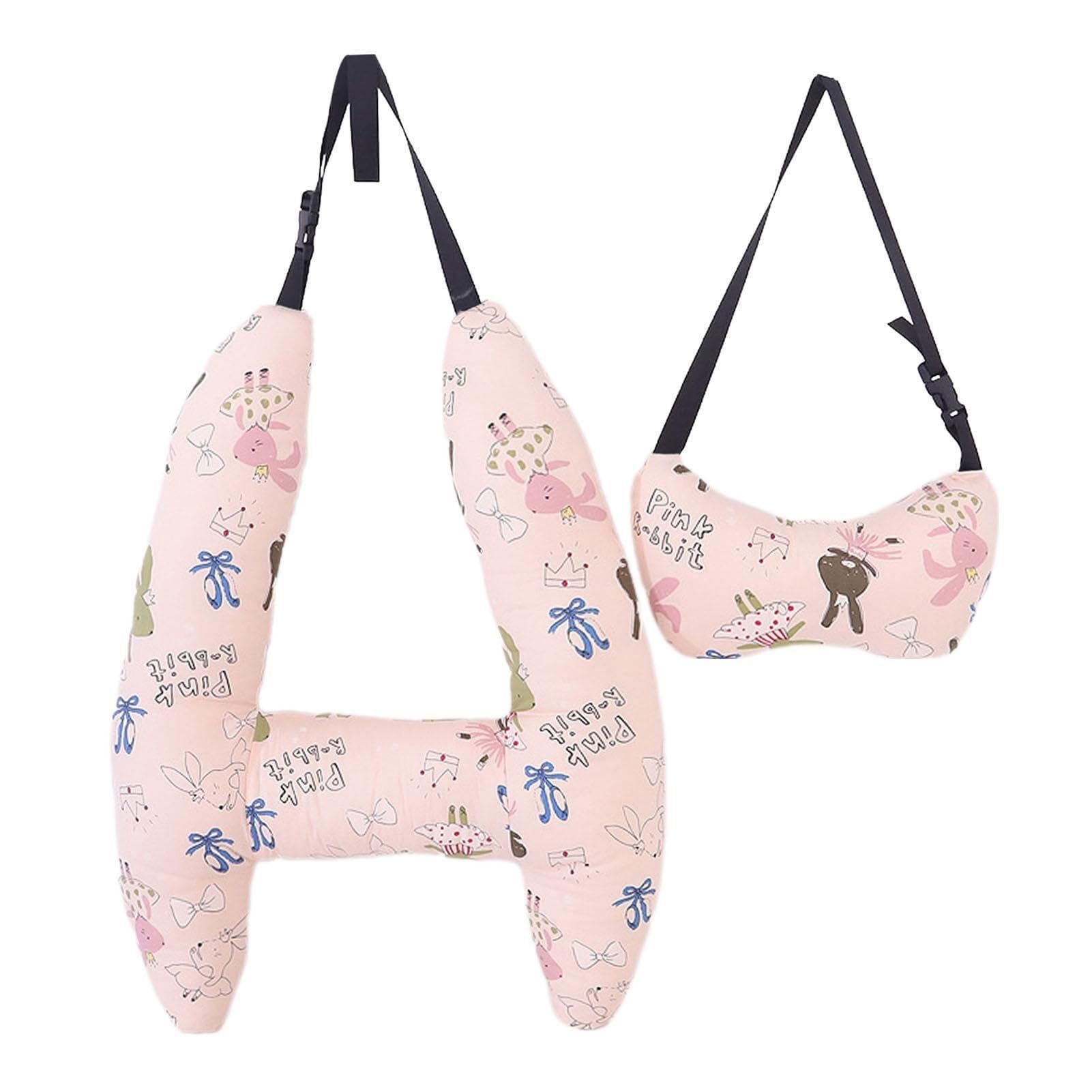 Cuscino da viaggio for poggiatesta auto, cuscino for seggiolino auto for bambini a forma di H, divertente design a cartoni animati, poggiatesta for viaggio, ideale for tutte le età(E)