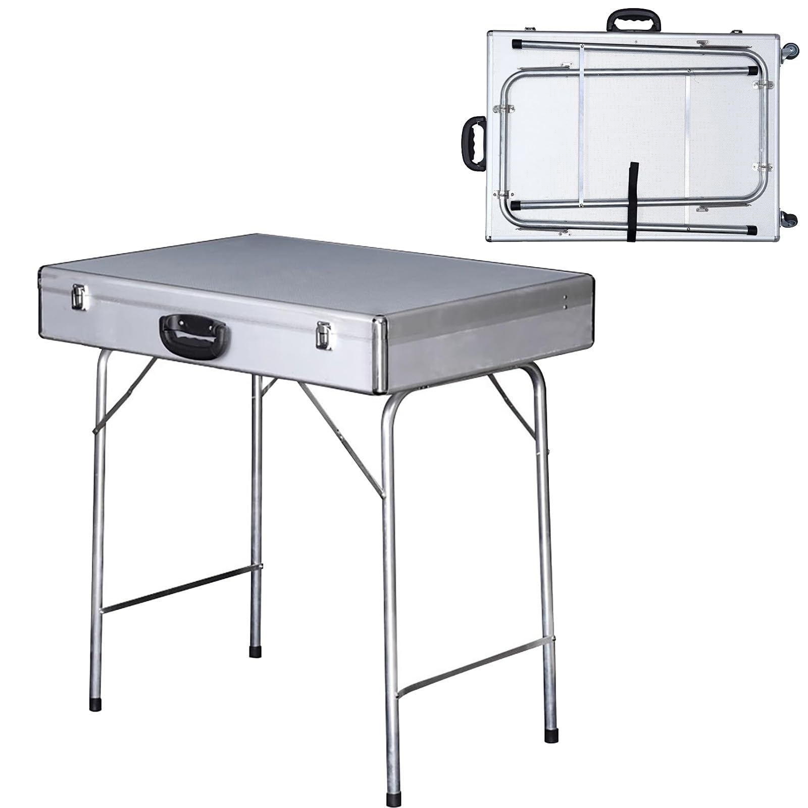 Aluminiowa gablota składana z aluminiowym wspornikiem, kółkami i uchwytami, przeznaczona do noszenia lub przewożenia biżuterii, kolczyków, naszyjników i bransoletek(S)