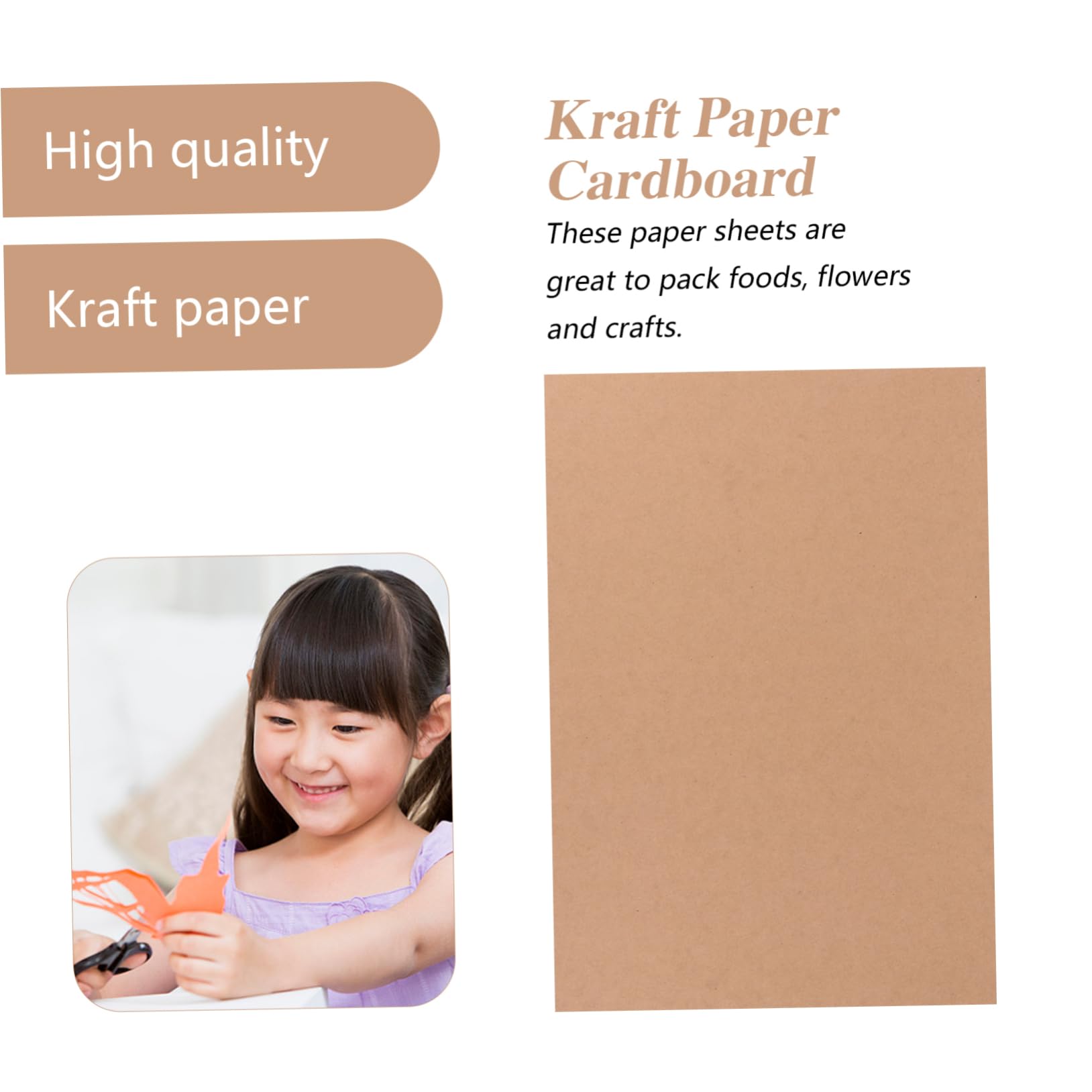 TEHAUX Carton Kraft Cardboard 20 Feuilles, Rigide et Facile à Couper, pour Emballage Alimentaire et Loisirs Créatifs, Lot de 1 Set